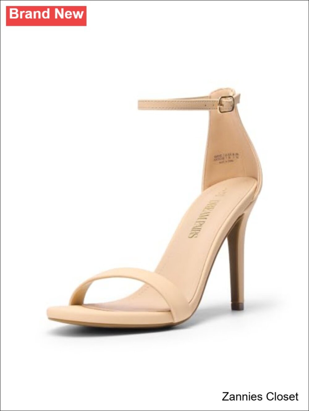 ✨ DREAM PAIRS Women's Stiletto Heeled Sandals Faux Leather Ankle Strap Formal